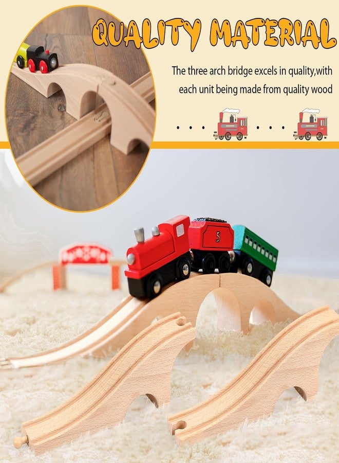 Liliful Wooden Train Track Bridges and Tunnels Expansion Wood Train Track Pieces Accessories for Most Major Toy Trains Railway - Image 5